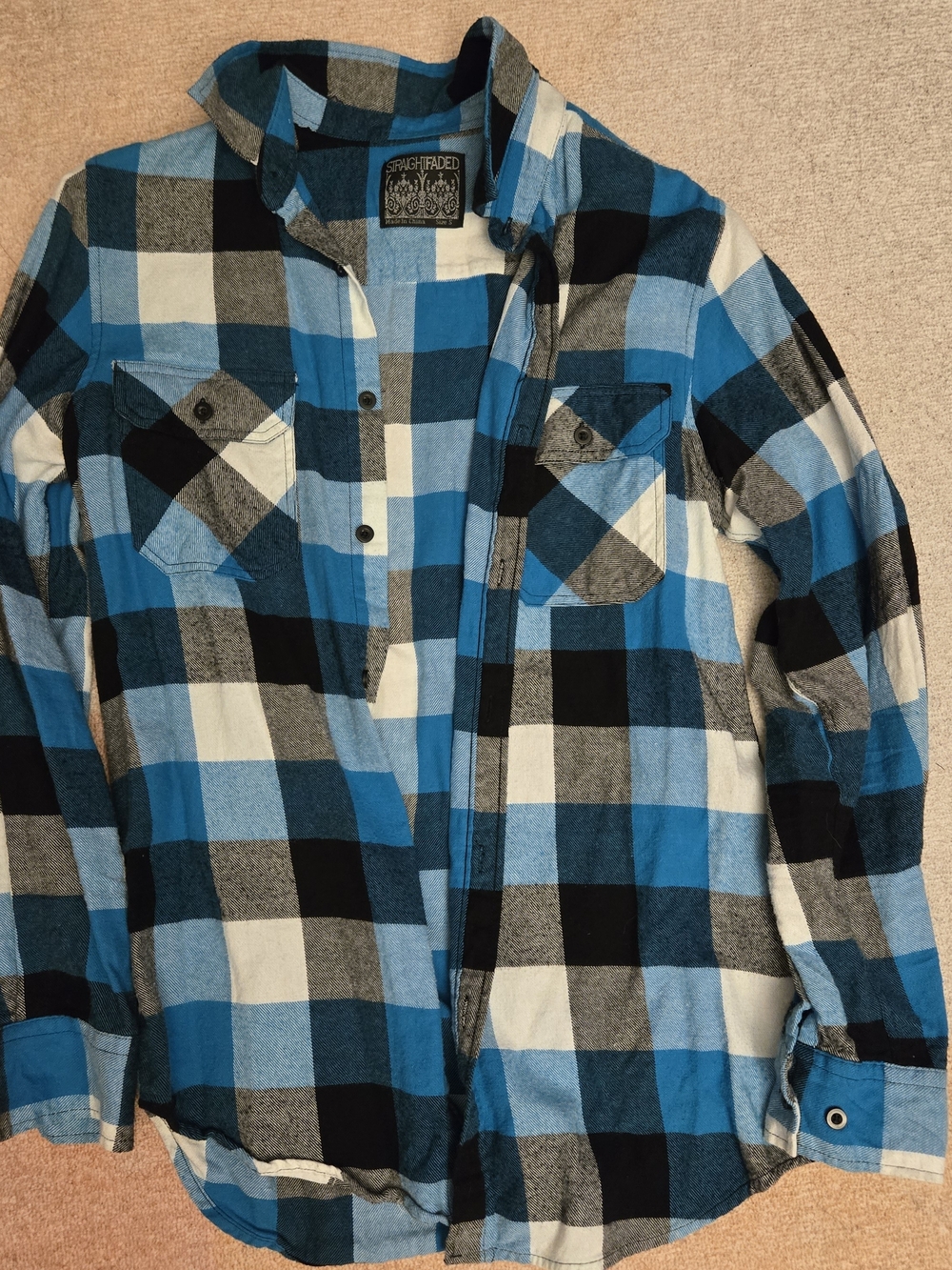 Blue Plaid Casual Button-Down Shirt